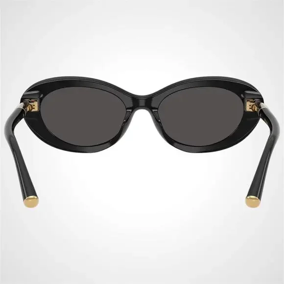 New Dolce & Gabbana Sunglasses Black Oval Cat Eye Gold Metal Logo 54-18 - Picture 4 of 6